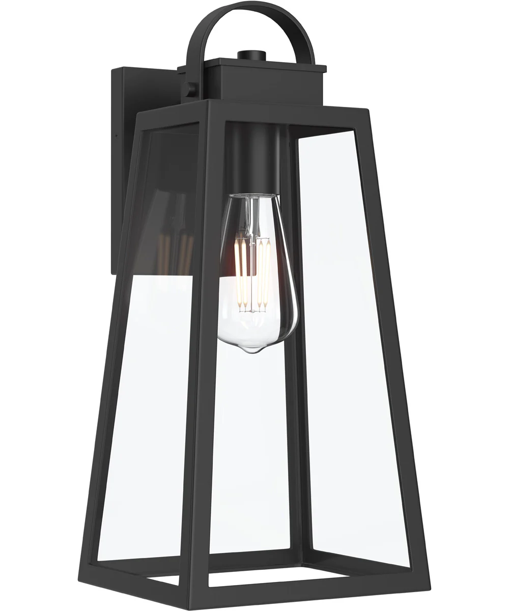 Hedry Large Outdoor Wall Lantern with Clear Glass Panels Matte Black