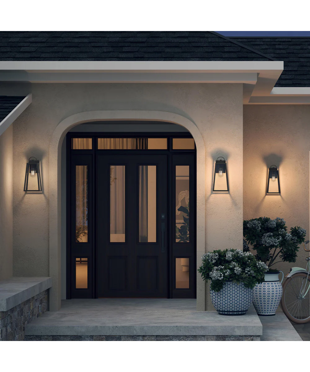 Hedry Large Outdoor Wall Lantern with Clear Glass Panels Matte Black - Image 3