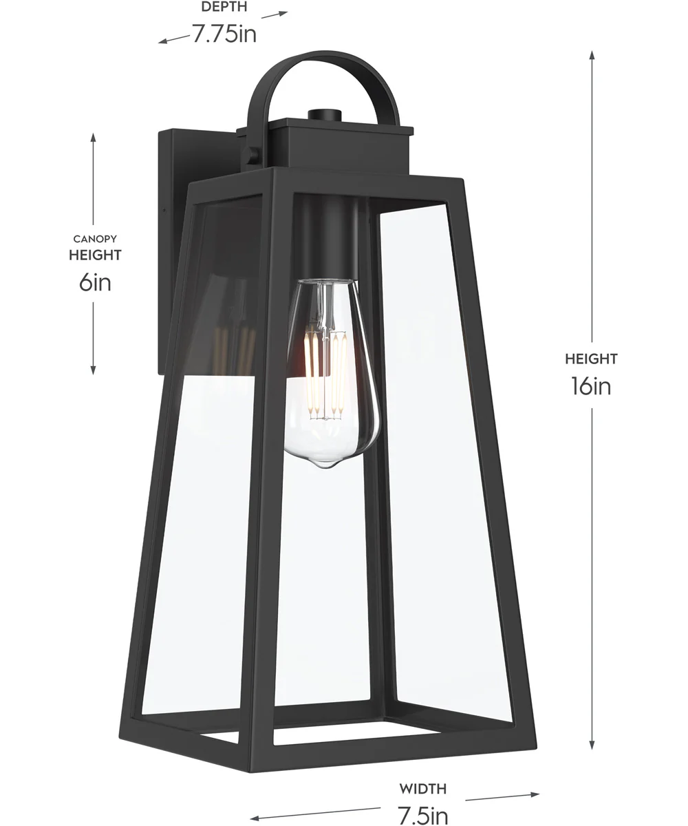 Hedry Large Outdoor Wall Lantern with Clear Glass Panels Matte Black - Image 4