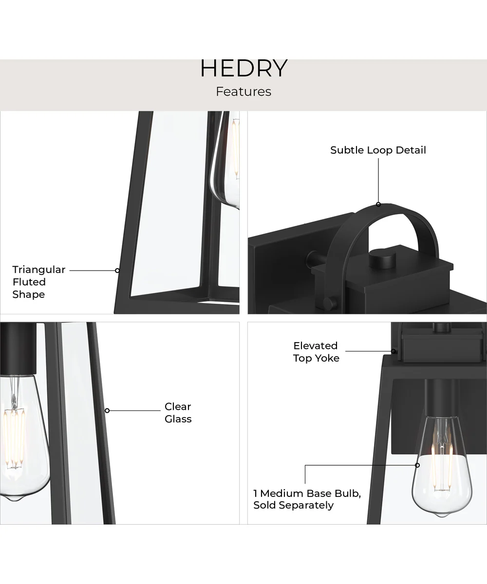 Hedry Large Outdoor Wall Lantern with Clear Glass Panels Matte Black - Image 8