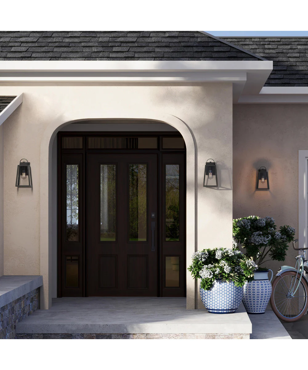 Hedry Medium Outdoor Wall Lantern with Clear Glass Panels Matte Black - Image 2