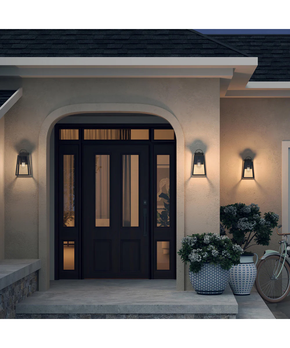Hedry Medium Outdoor Wall Lantern with Clear Glass Panels Matte Black - Image 3