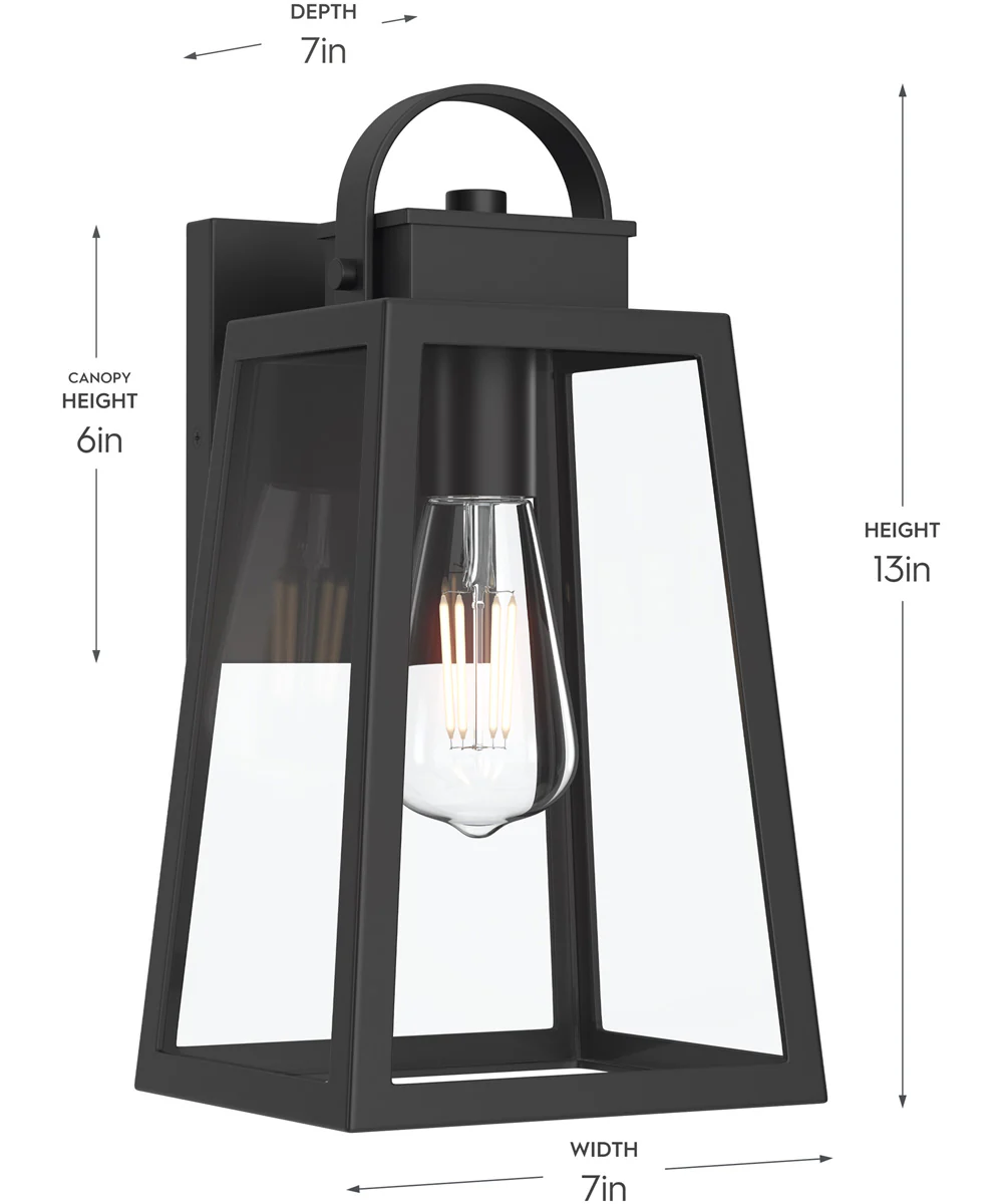 Hedry Medium Outdoor Wall Lantern with Clear Glass Panels Matte Black - Image 4