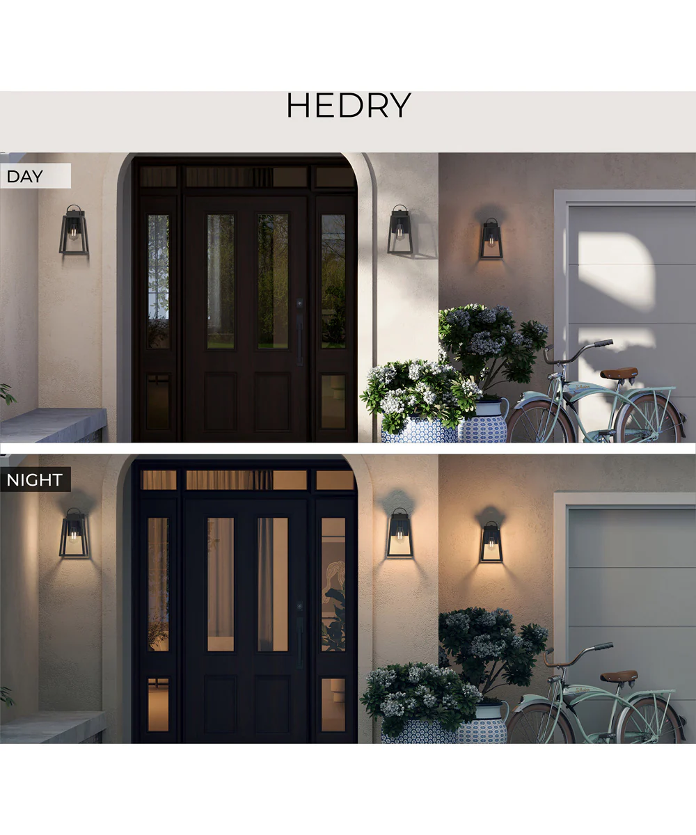 Hedry Medium Outdoor Wall Lantern with Clear Glass Panels Matte Black - Image 9