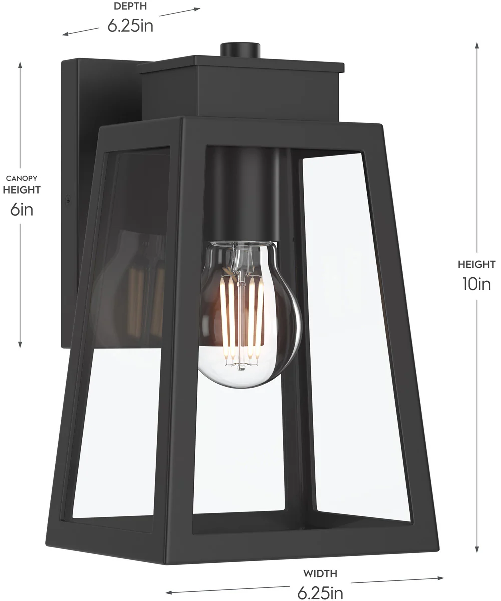 Hedry Small Outdoor Wall Lantern with Clear Glass Panels Matte Black - Image 4