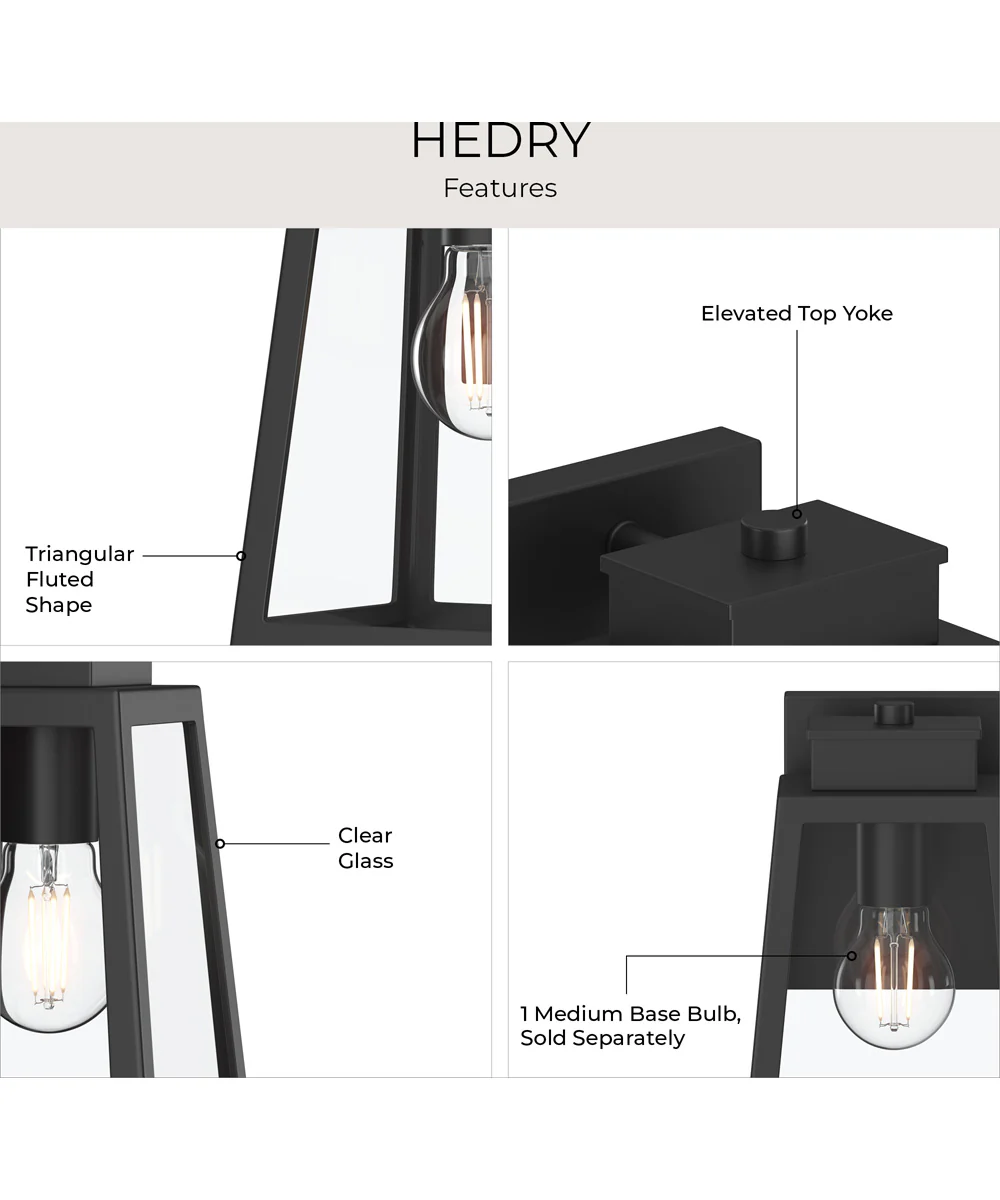 Hedry Small Outdoor Wall Lantern with Clear Glass Panels Matte Black - Image 8