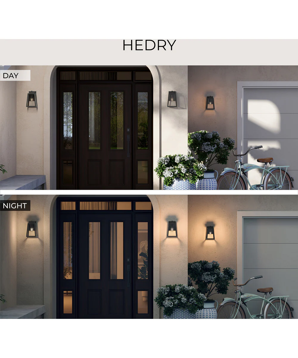 Hedry Small Outdoor Wall Lantern with Clear Glass Panels Matte Black - Image 9