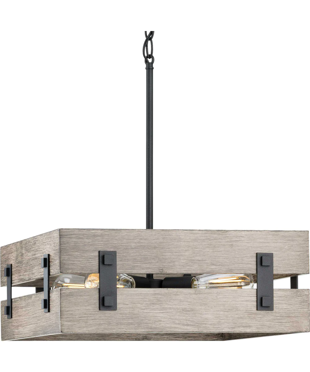 Hemsworth 4-Light Coastal Pendant Light Textured Black