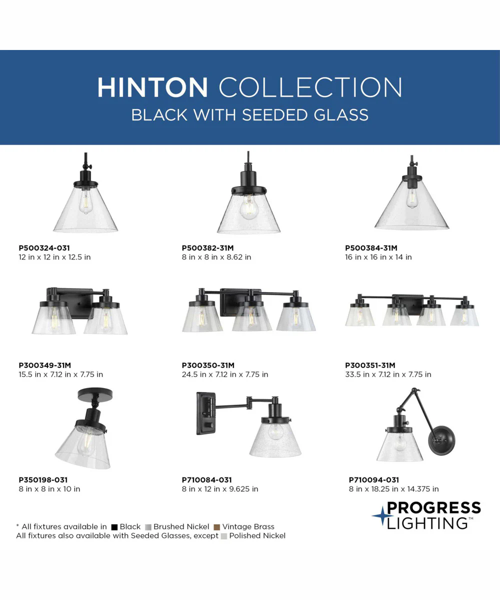 Hinton 1-Light Brushed Nickel Modern Farmhouse Pendant Matte Black - Image 4