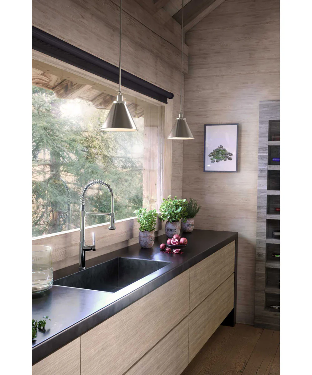 Hinton 1-Light Hanging Vintage Style Hanging Pendant Light Brushed Nickel - Image 2