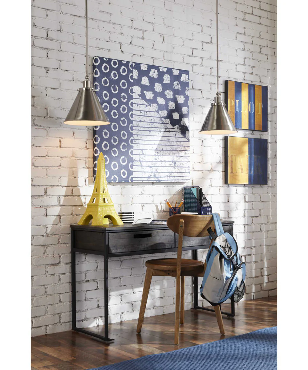 Hinton 1-Light Hanging Vintage Style Hanging Pendant Light Brushed Nickel - Image 3