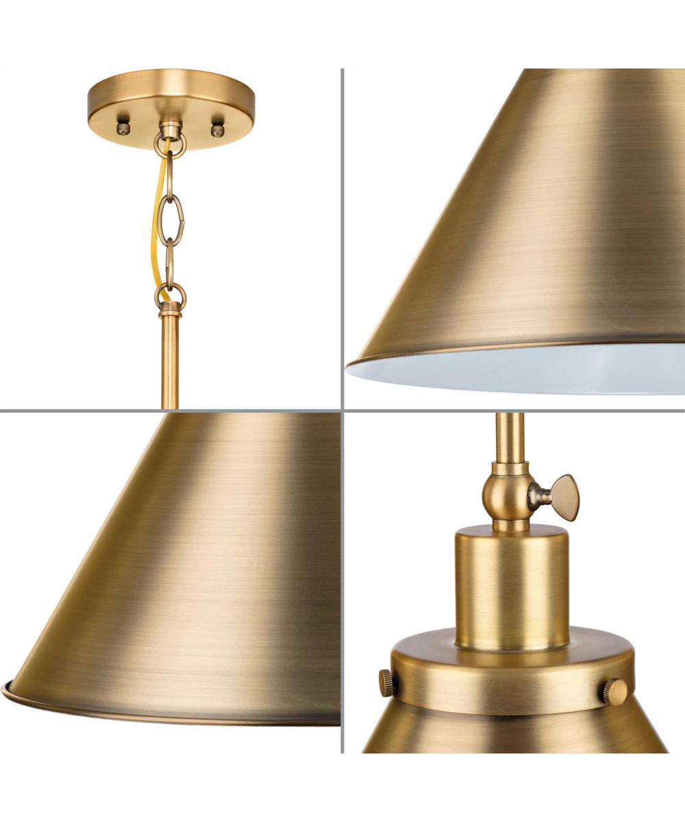 Hinton 1-Light Modern Farmhouse Pendant Vintage Brass - Image 3