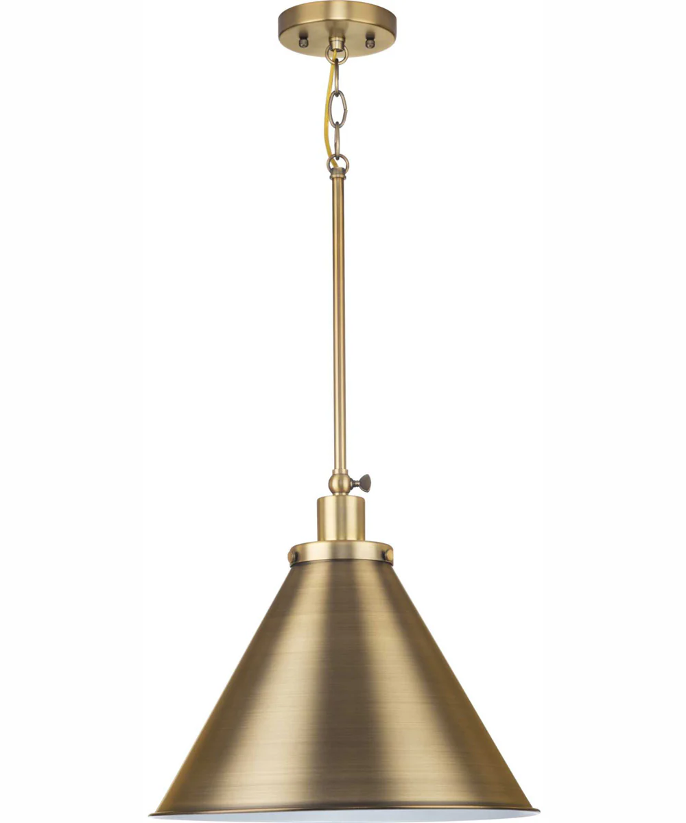 Hinton 1-Light Modern Farmhouse Pendant Vintage Brass - Image 7