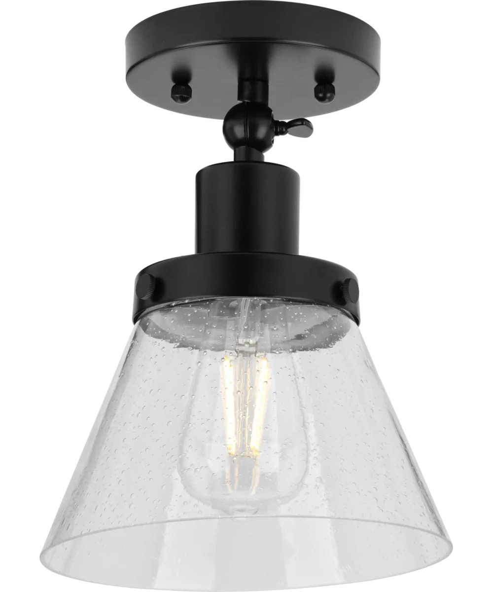 Hinton 1-Light Seeded Glass Vintage Style Ceiling Light Matte Black - Image 2