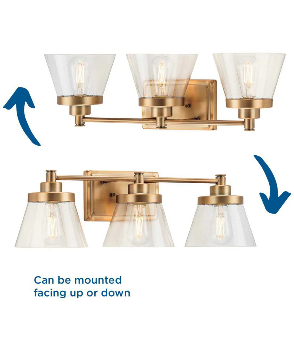 Hinton 3-Light Clear Seeded Glass Farmhouse Bath Vanity Light Vintage Brass - Image 6