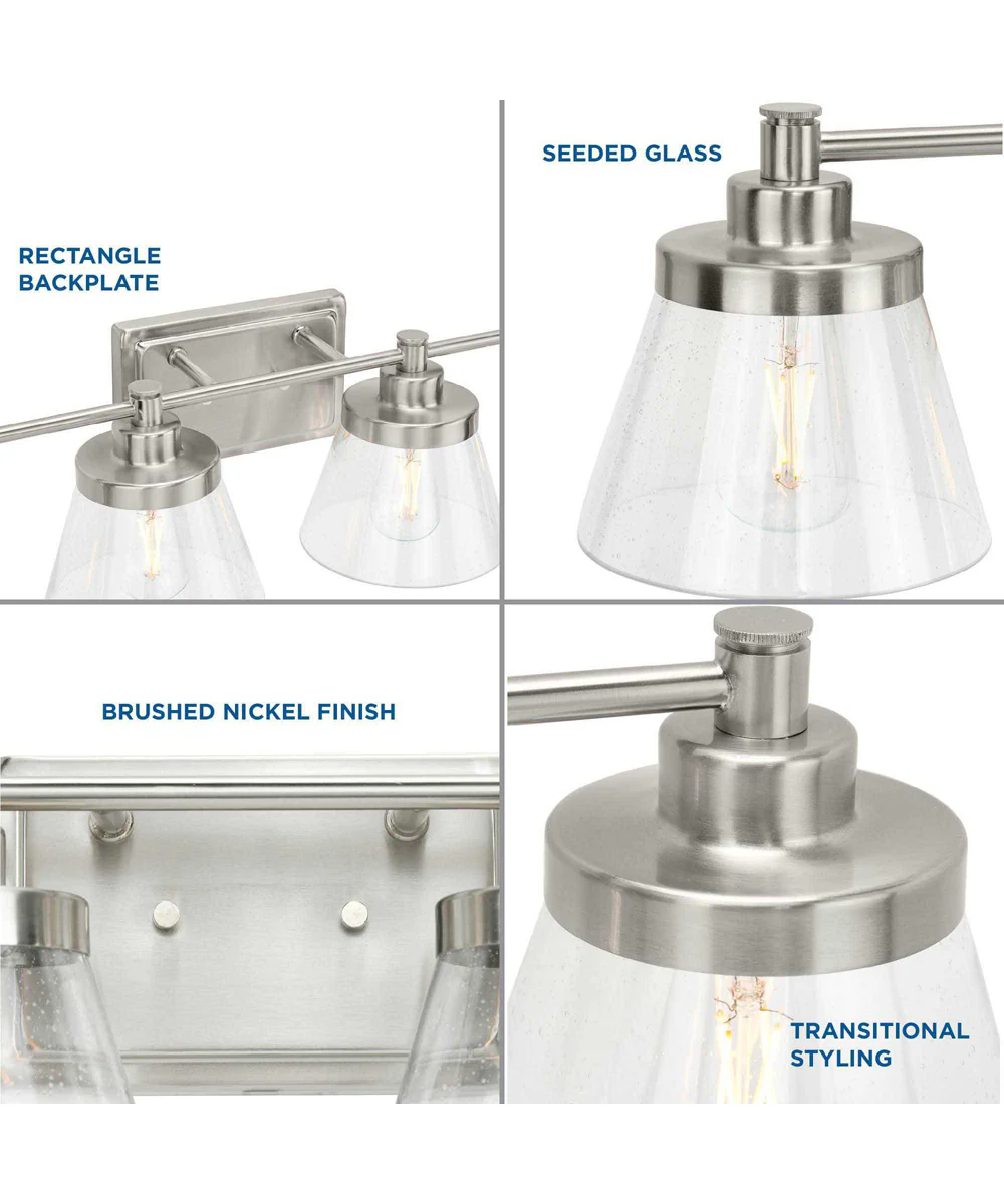 Hinton 4-Light Clear Seeded Glass Farmhouse Bath Vanity Light Brushed Nickel - Image 3