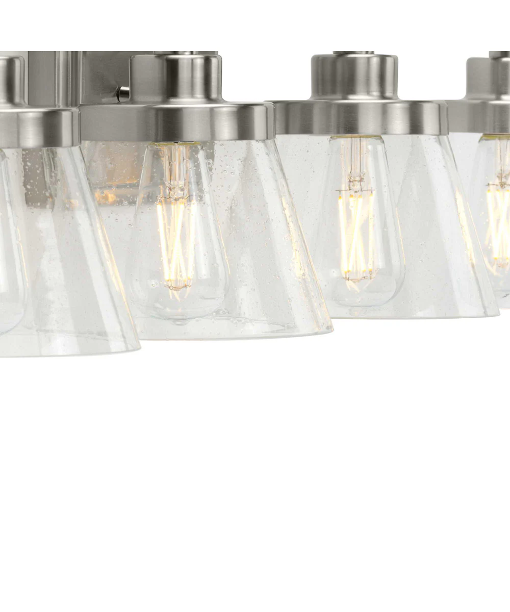 Hinton 4-Light Clear Seeded Glass Farmhouse Bath Vanity Light Brushed Nickel - Image 5