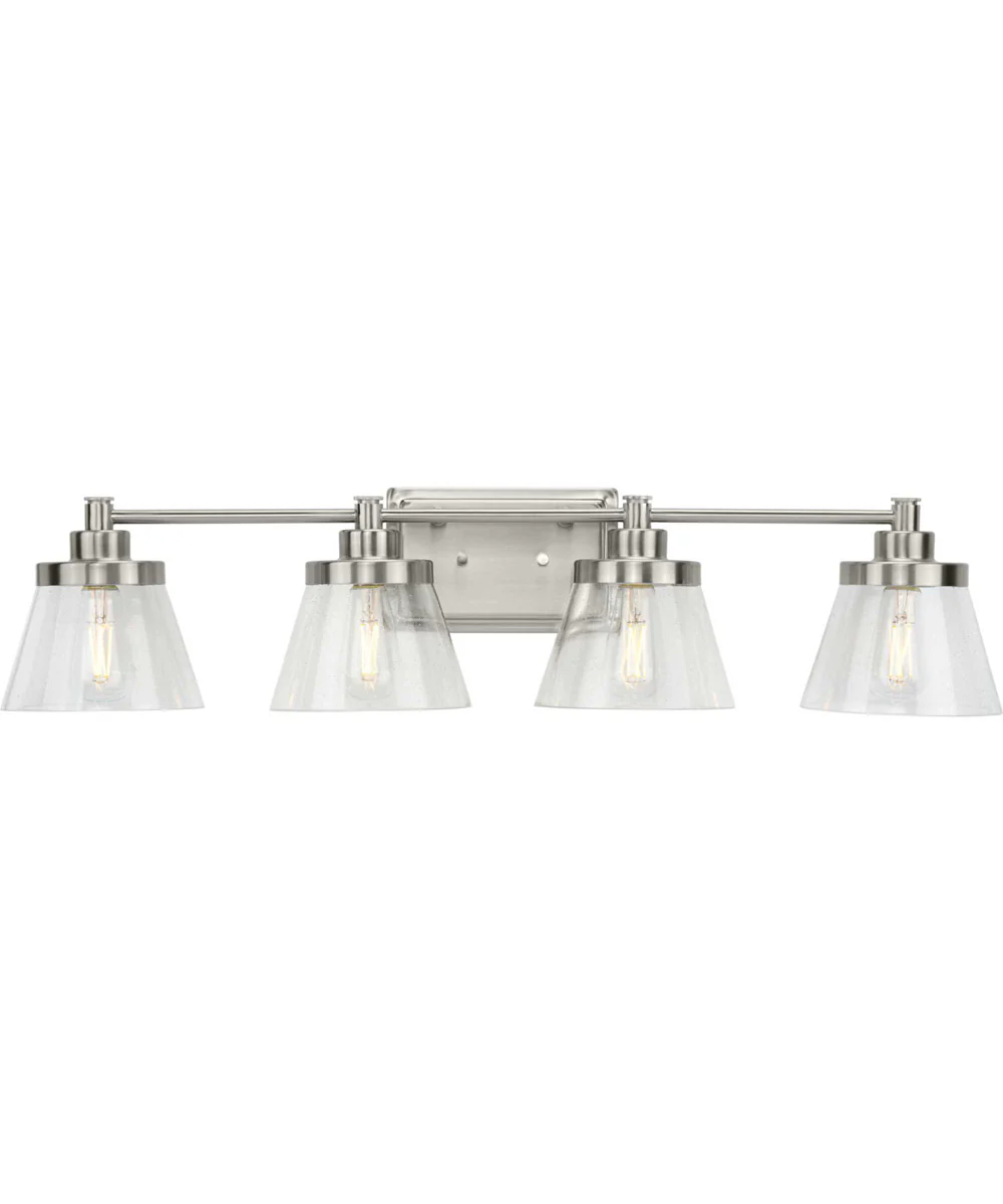 Hinton 4-Light Clear Seeded Glass Farmhouse Bath Vanity Light Brushed Nickel - Image 7