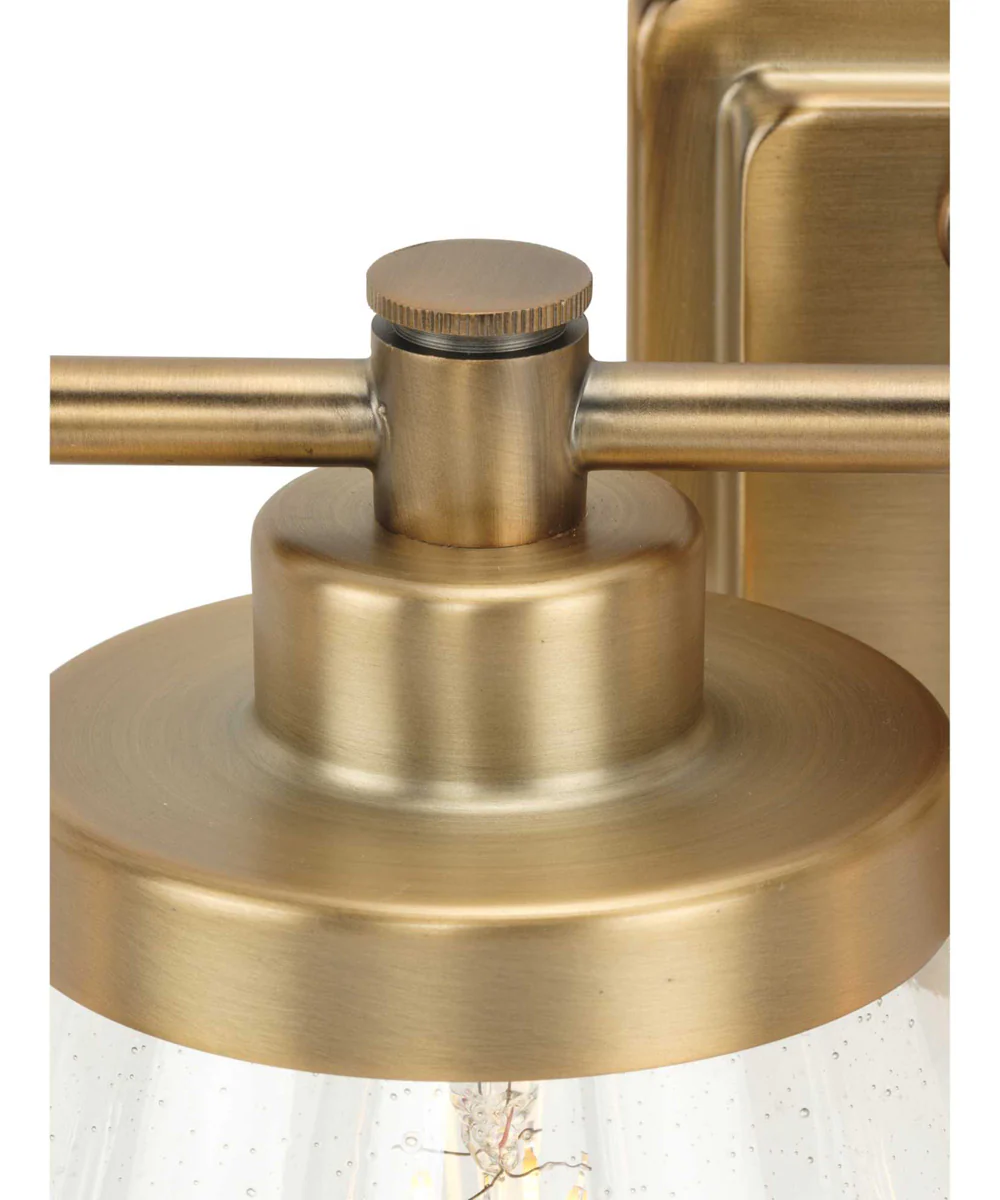 Hinton 4-Light Clear Seeded Glass Farmhouse Bath Vanity Light Vintage Brass - Image 3