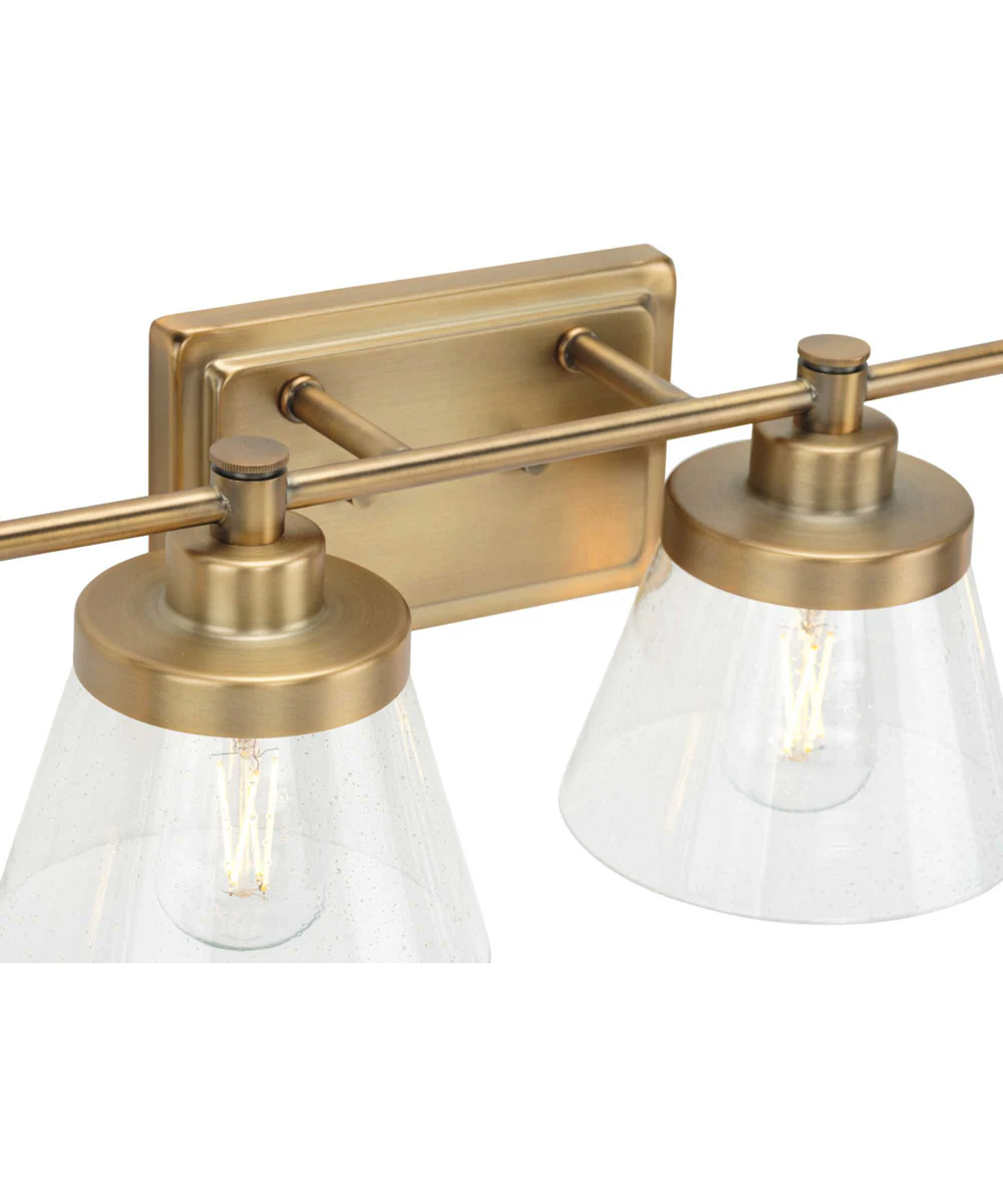 Hinton 4-Light Clear Seeded Glass Farmhouse Bath Vanity Light Vintage Brass - Image 9