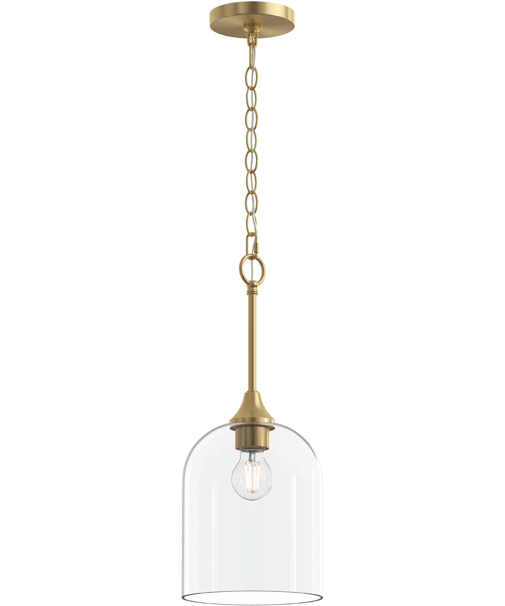 Ilia 1-Light Pendant with Clear Glass Shade Brushed Gold