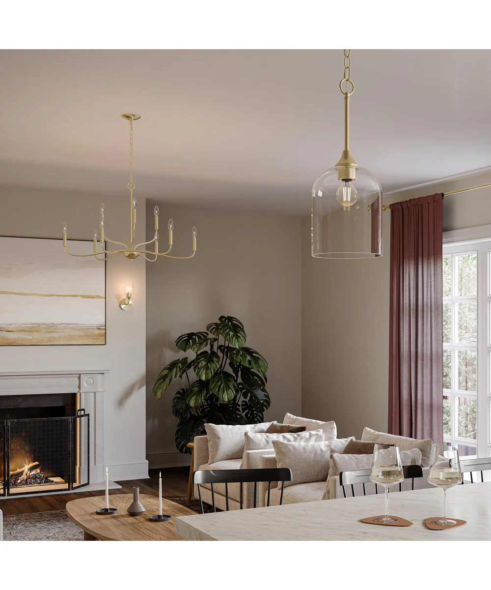 Ilia 1-Light Pendant with Clear Glass Shade Brushed Gold - Image 2