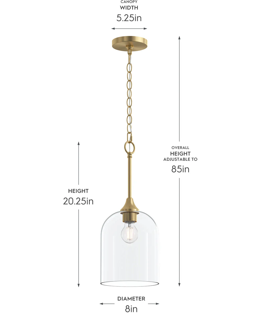 Ilia 1-Light Pendant with Clear Glass Shade Brushed Gold - Image 4