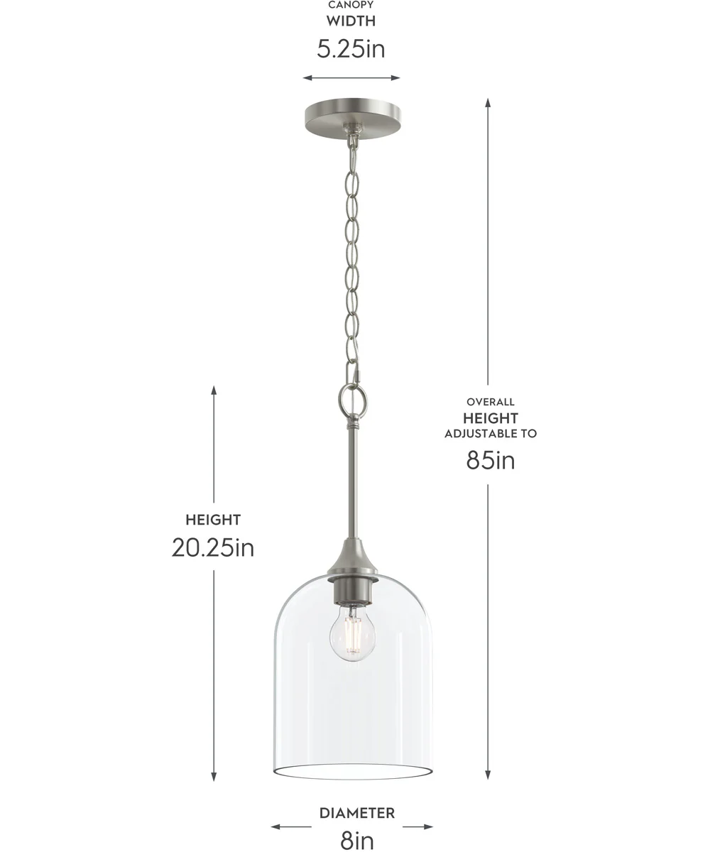 Ilia 1-Light Pendant with Clear Glass Shade Brushed Nickel - Image 4