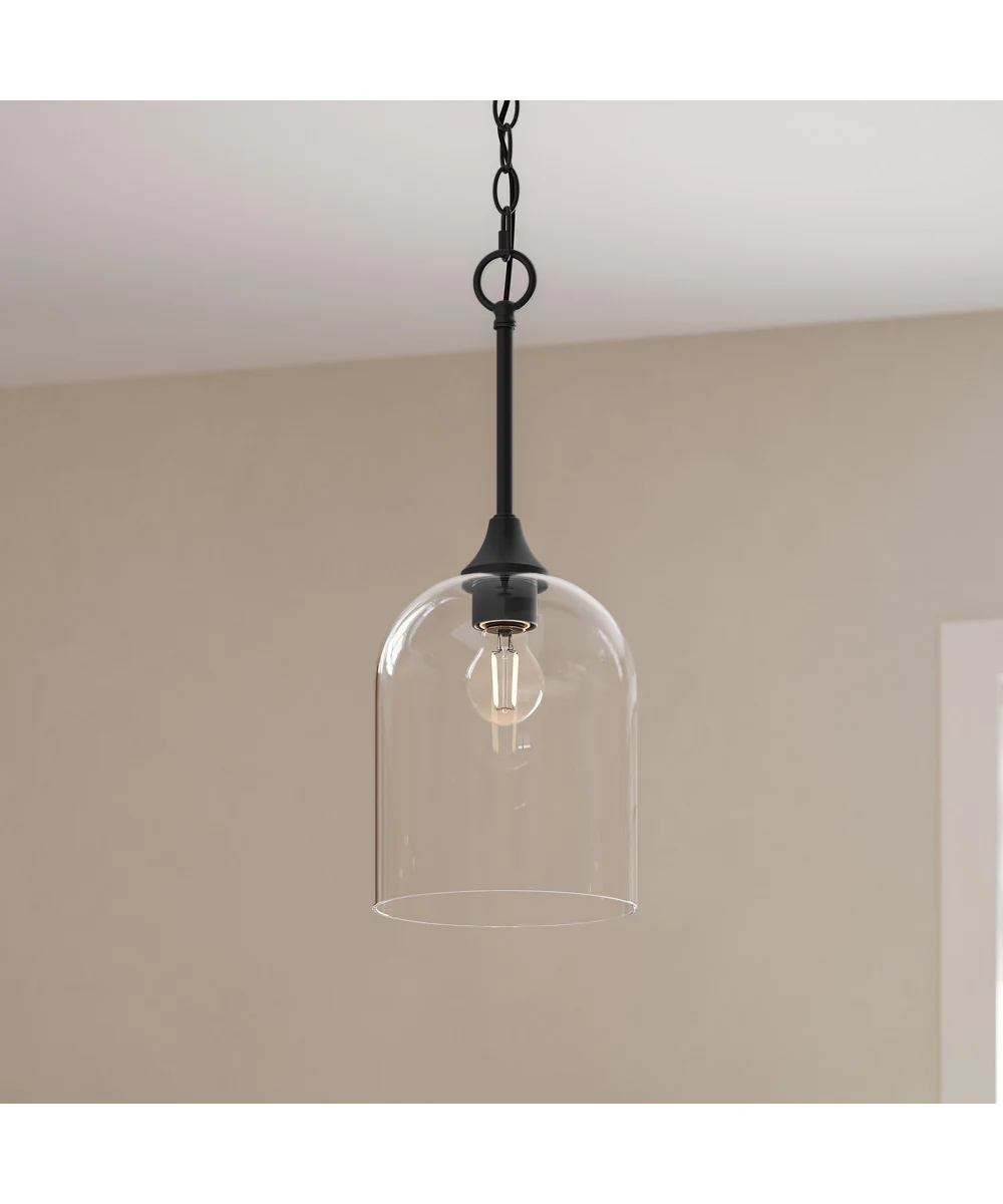 Ilia 1-Light Pendant with Clear Glass Shade Matte Black - Image 10