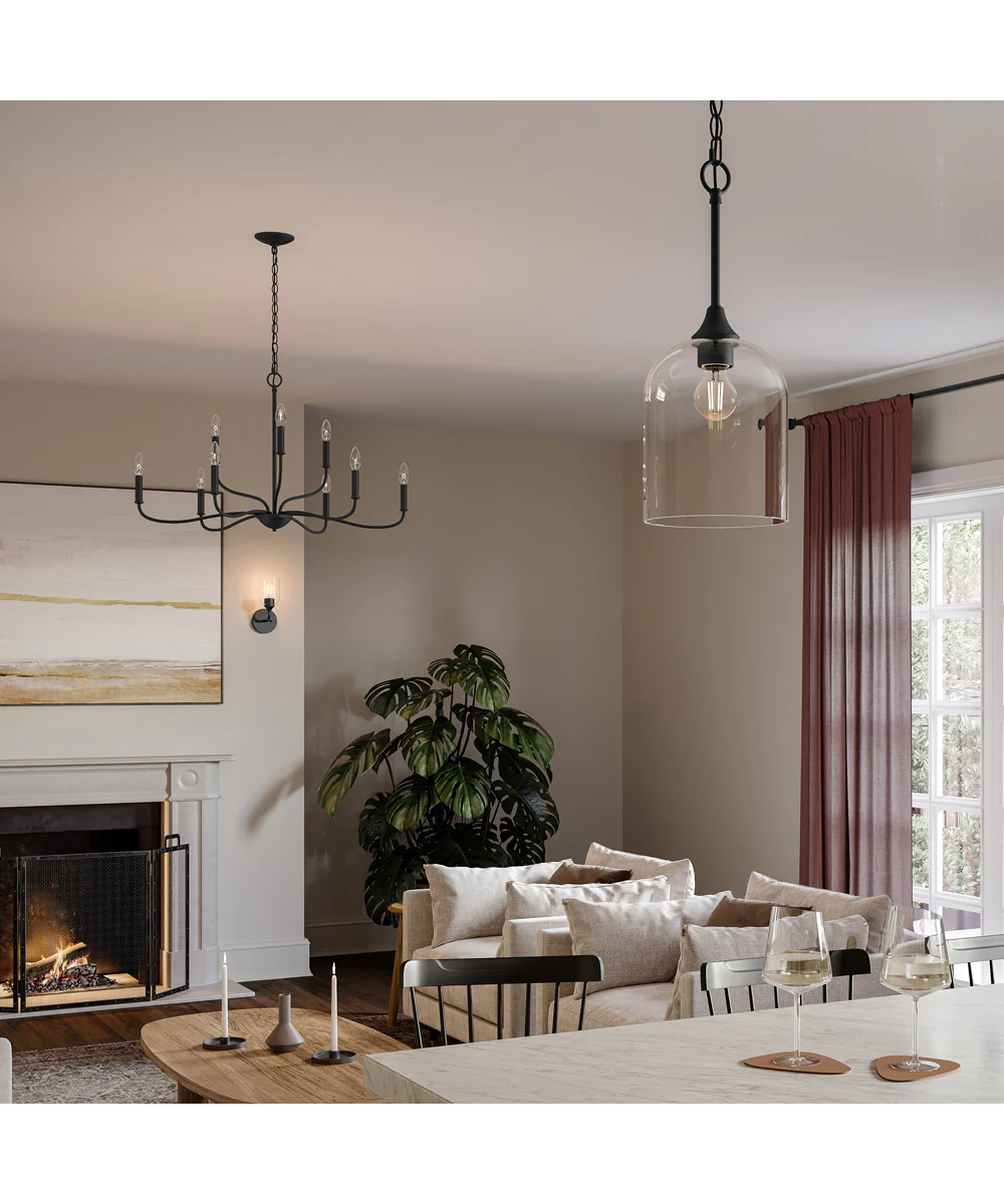 Ilia 1-Light Pendant with Clear Glass Shade Matte Black - Image 2