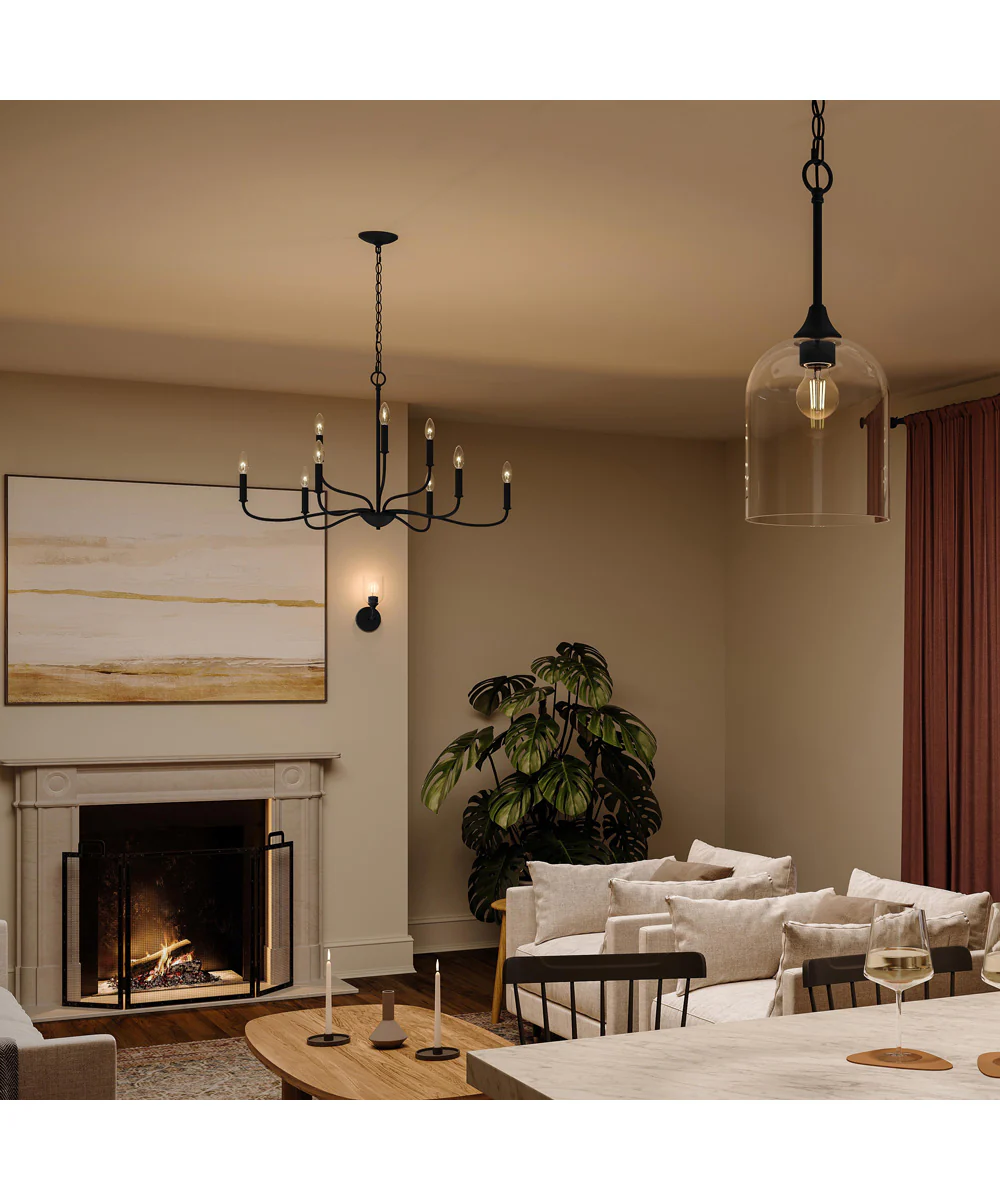 Ilia 1-Light Pendant with Clear Glass Shade Matte Black - Image 3
