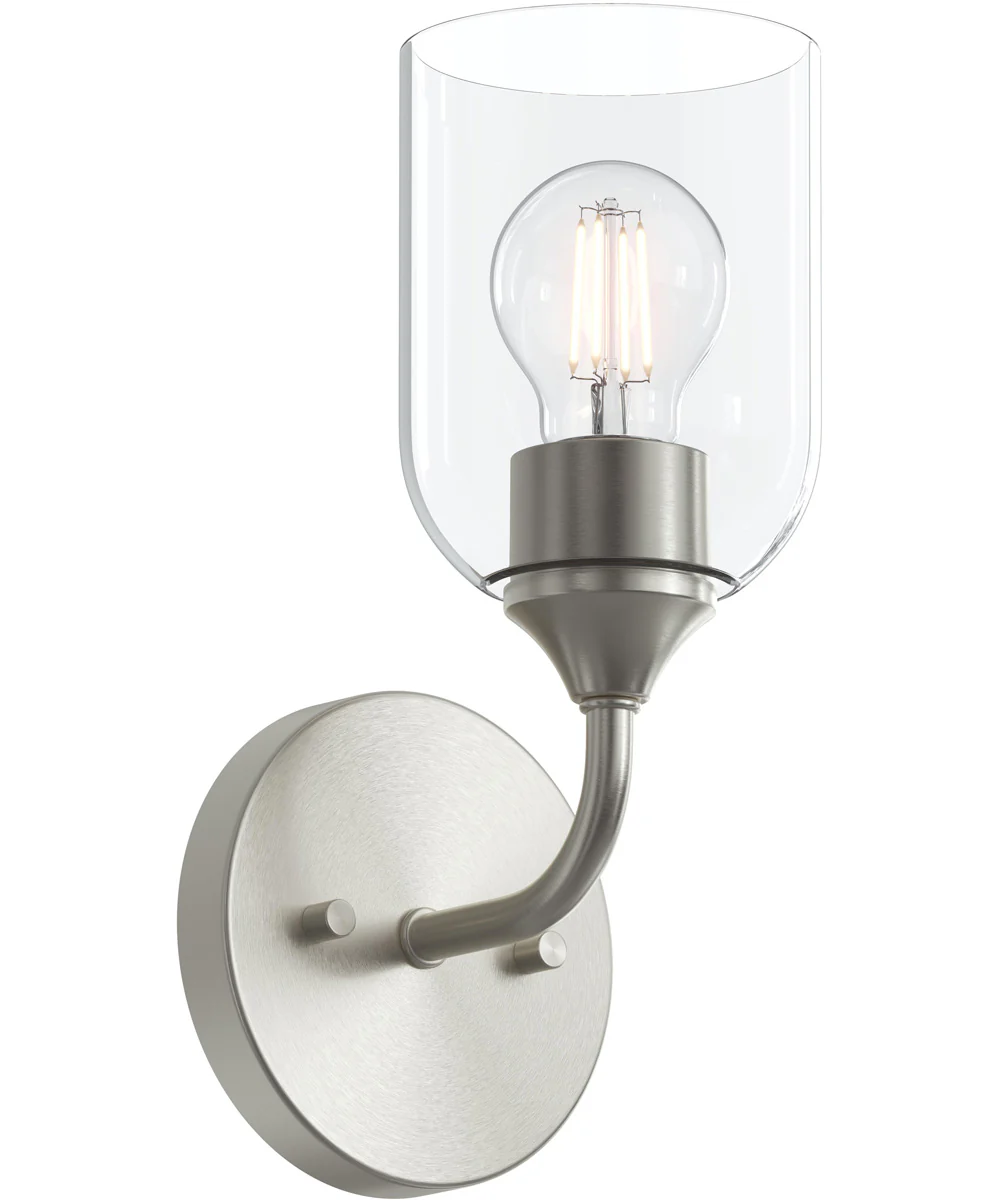 Ilia 1-Light Wall Sconce with Clear Glass Shade Brushed Nickel