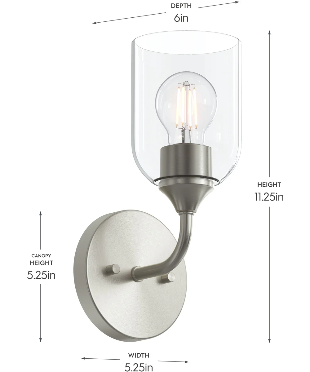 Ilia 1-Light Wall Sconce with Clear Glass Shade Brushed Nickel - Image 2