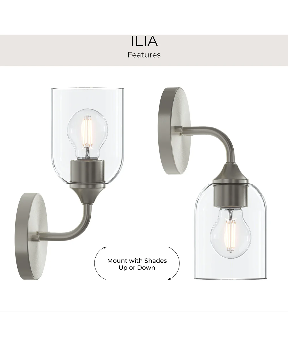 Ilia 1-Light Wall Sconce with Clear Glass Shade Brushed Nickel - Image 8