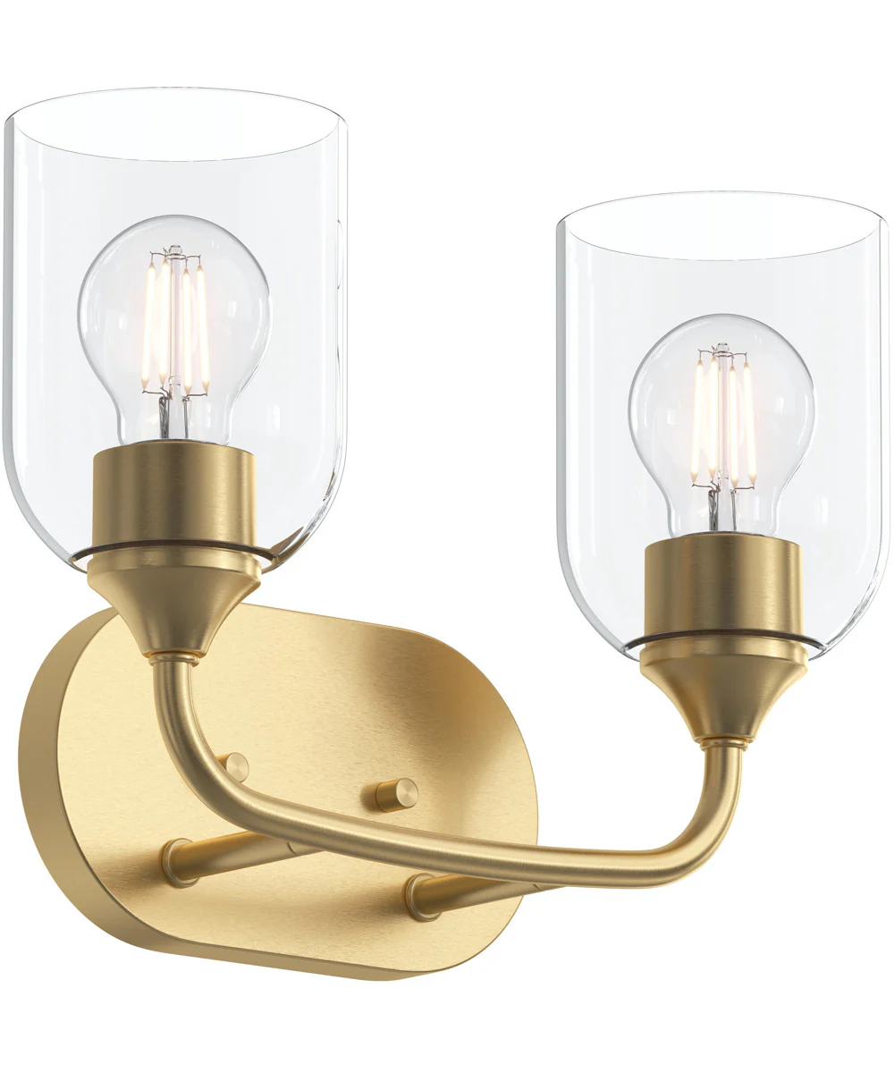 Ilia 2-Light Bath Vanity with Clear Glass Shade Brushed Gold