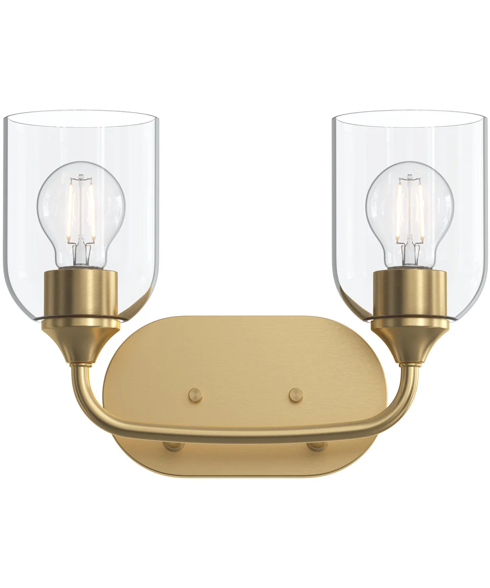 Ilia 2-Light Bath Vanity with Clear Glass Shade Brushed Gold - Image 6