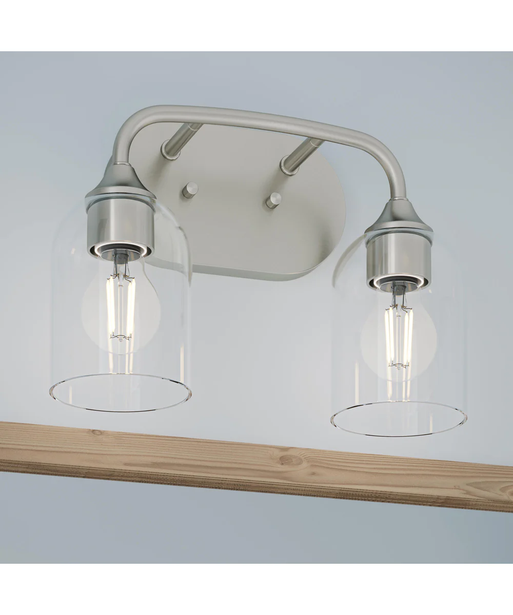 Ilia 2-Light Bath Vanity with Clear Glass Shade Brushed Nickel - Image 10