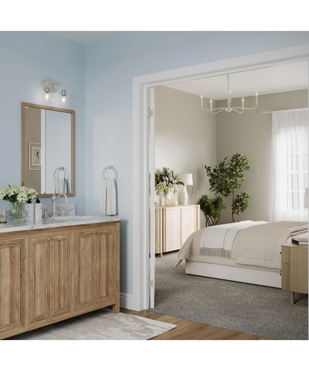 Ilia 2-Light Bath Vanity with Clear Glass Shade Brushed Nickel - Image 2
