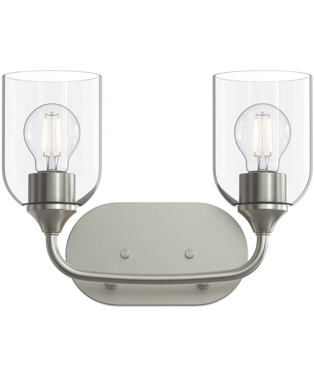 Ilia 2-Light Bath Vanity with Clear Glass Shade Brushed Nickel - Image 6