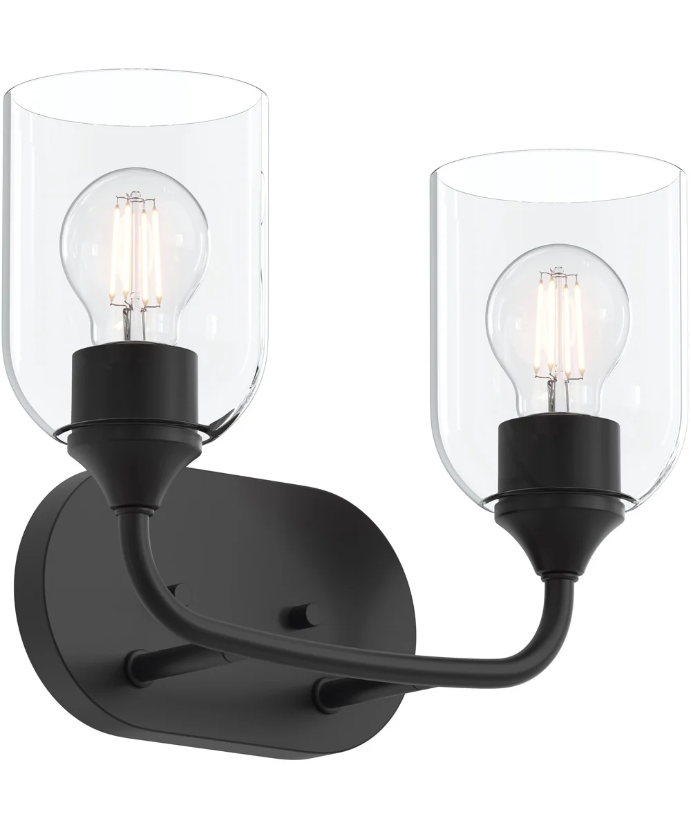 Ilia 2-Light Bath Vanity with Clear Glass Shade Matte Black