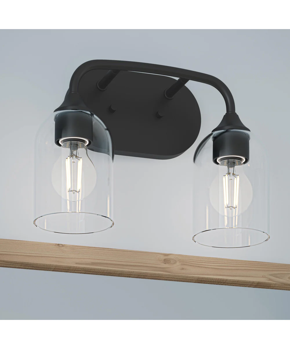 Ilia 2-Light Bath Vanity with Clear Glass Shade Matte Black - Image 10