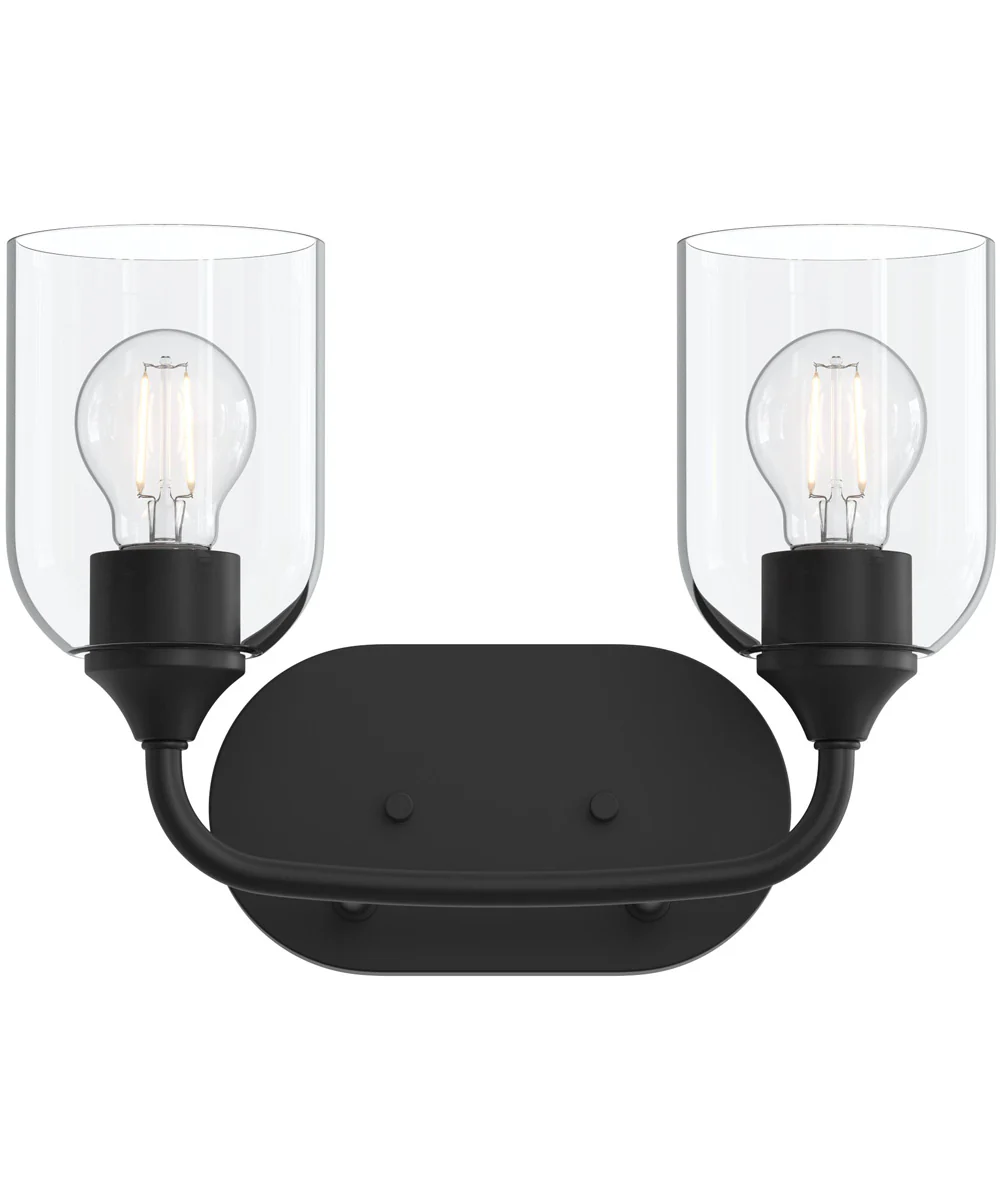 Ilia 2-Light Bath Vanity with Clear Glass Shade Matte Black - Image 6