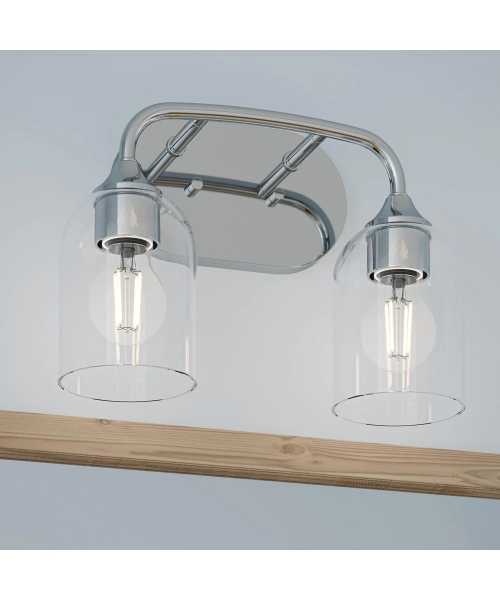 Ilia 2-Light Bath Vanity with Clear Glass Shade Polished Chrome - Image 10