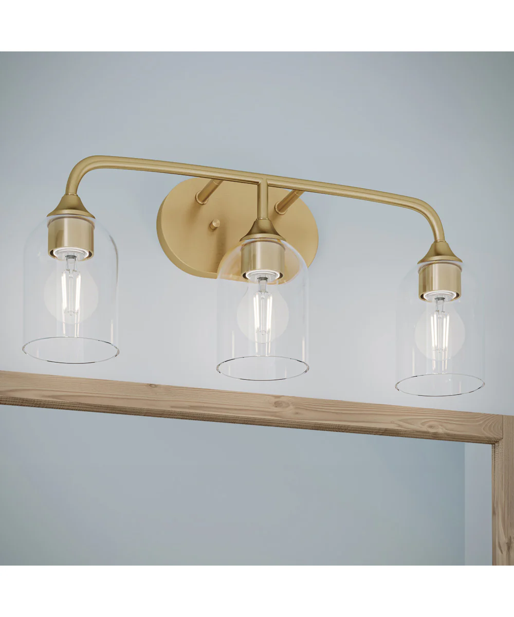 Ilia 3-Light Bath Vanity with Clear Glass Shade Brushed Gold - Image 11