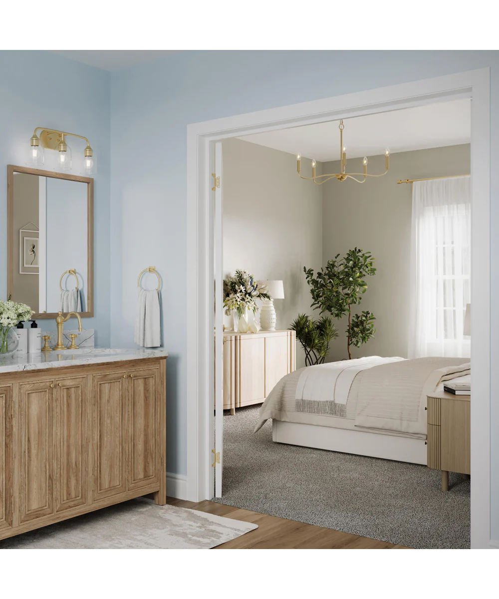Ilia 3-Light Bath Vanity with Clear Glass Shade Brushed Gold - Image 2