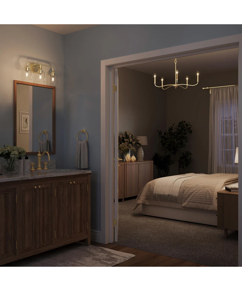 Ilia 3-Light Bath Vanity with Clear Glass Shade Brushed Gold - Image 3