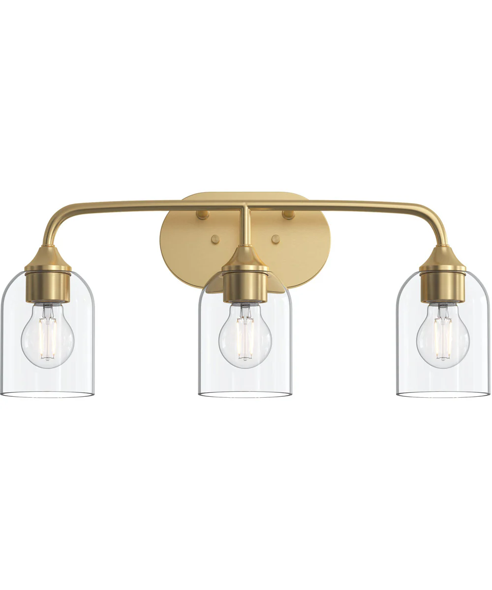 Ilia 3-Light Bath Vanity with Clear Glass Shade Brushed Gold - Image 5