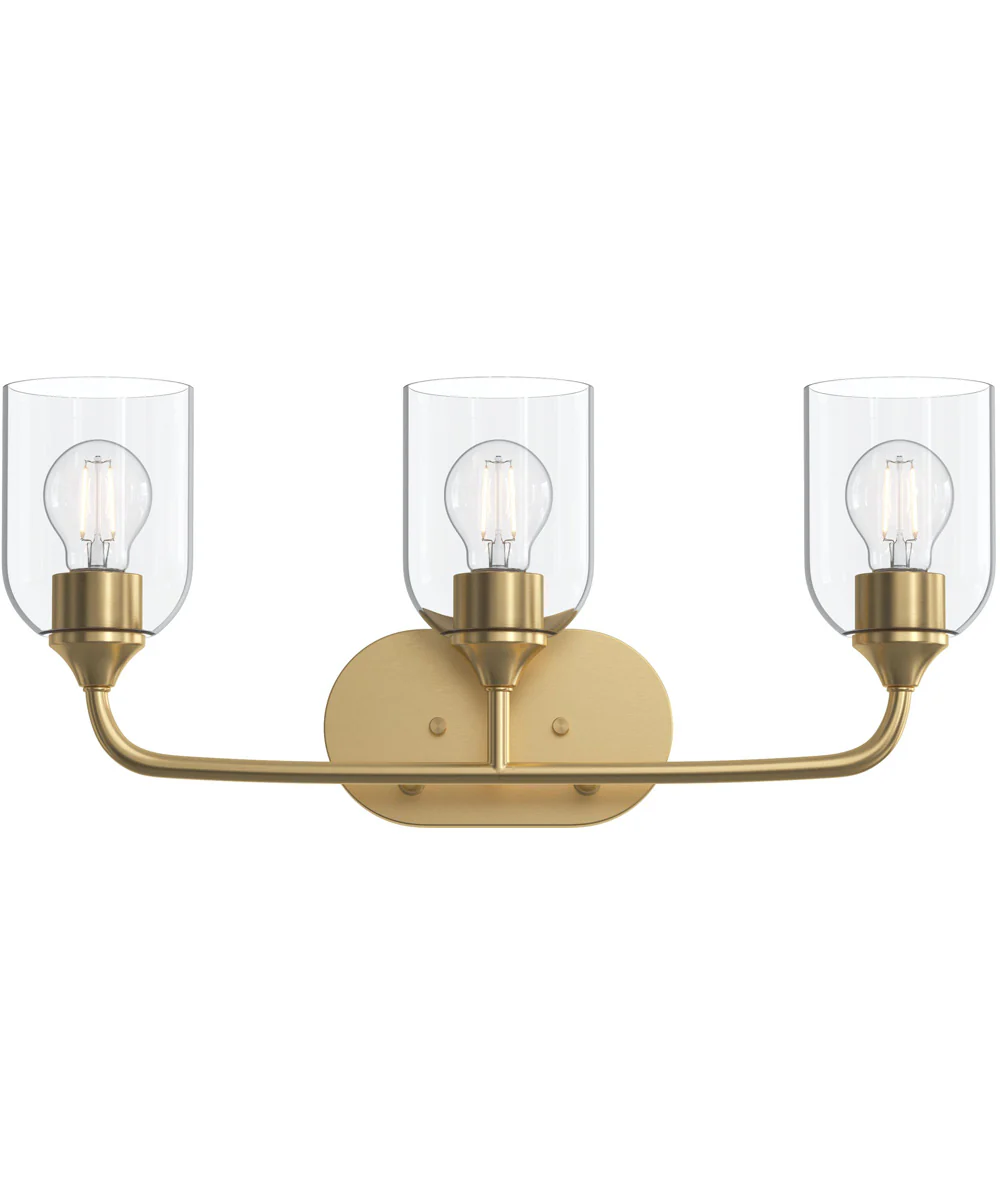 Ilia 3-Light Bath Vanity with Clear Glass Shade Brushed Gold - Image 6
