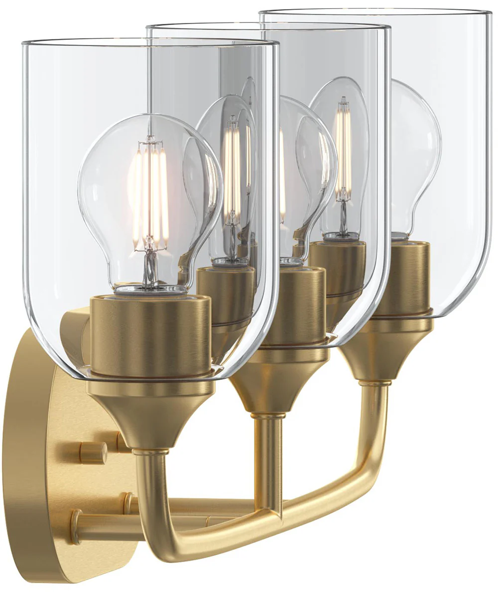 Ilia 3-Light Bath Vanity with Clear Glass Shade Brushed Gold - Image 7