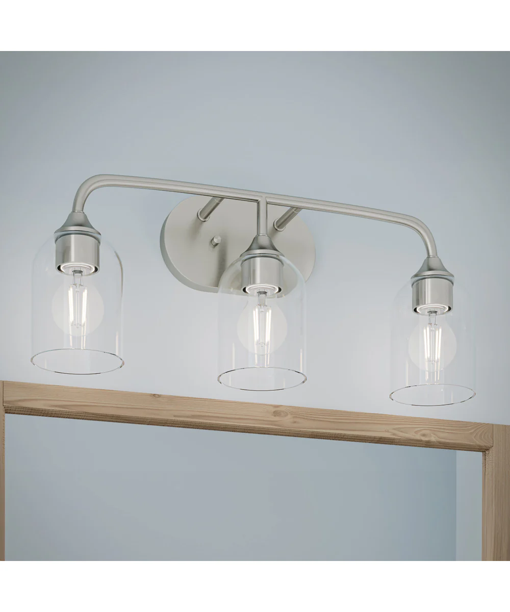 Ilia 3-Light Bath Vanity with Clear Glass Shade Brushed Nickel - Image 11